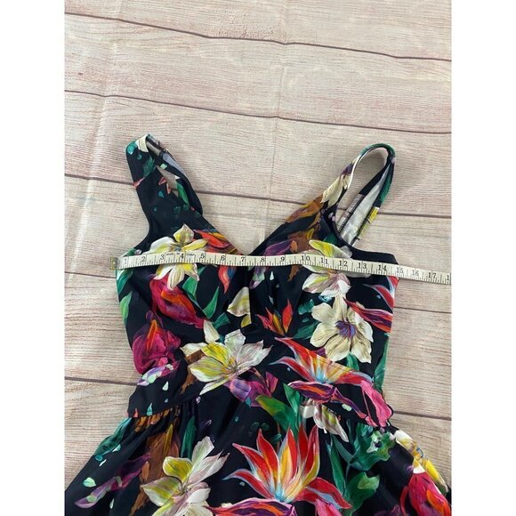 Maxine Of Hollywood Women's Black Floral Skirtini One Piece - 8 - Picture 6 of 12